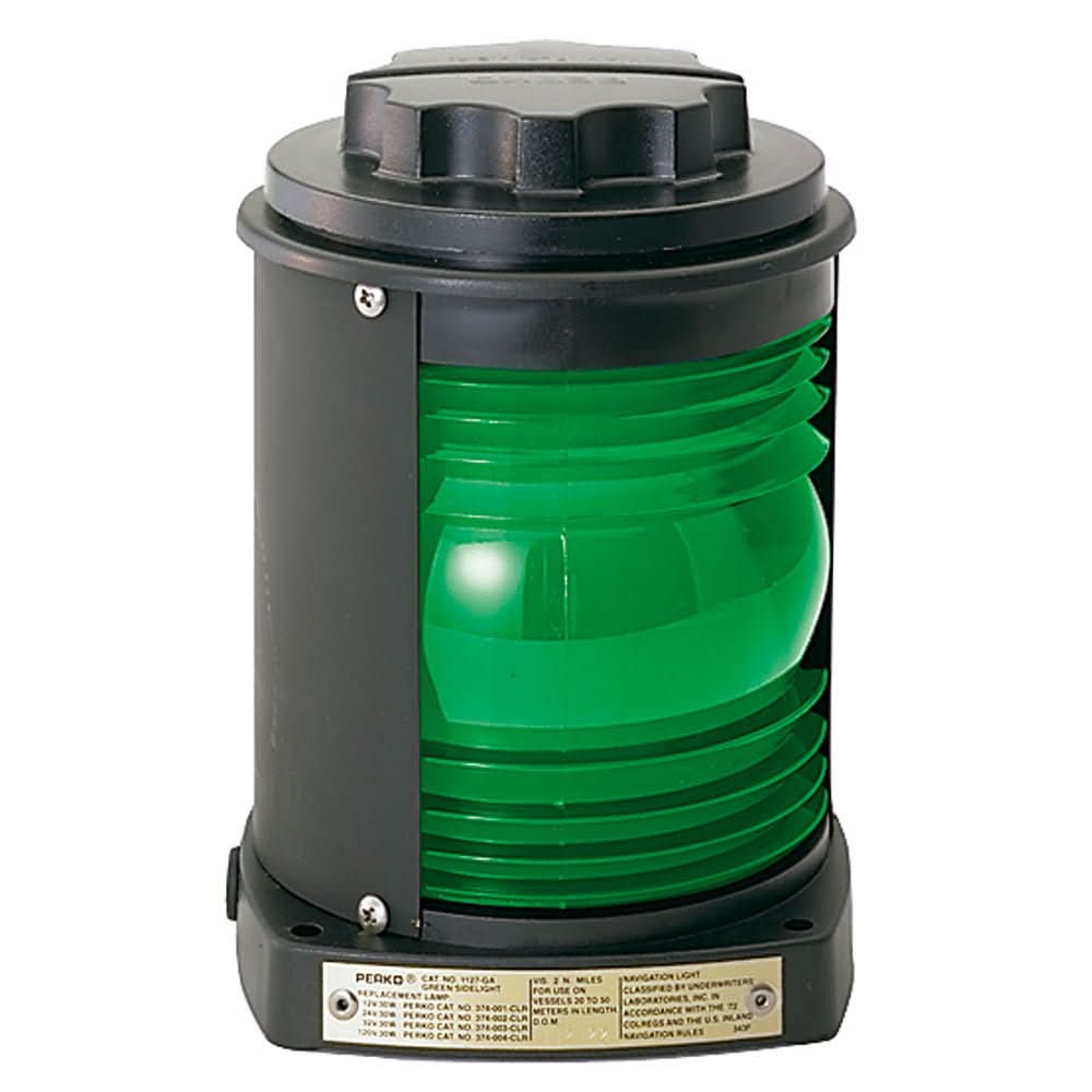 Perko Side Light - Black Plastic, Green Lens - 1127GA0BLK - Anchor Express