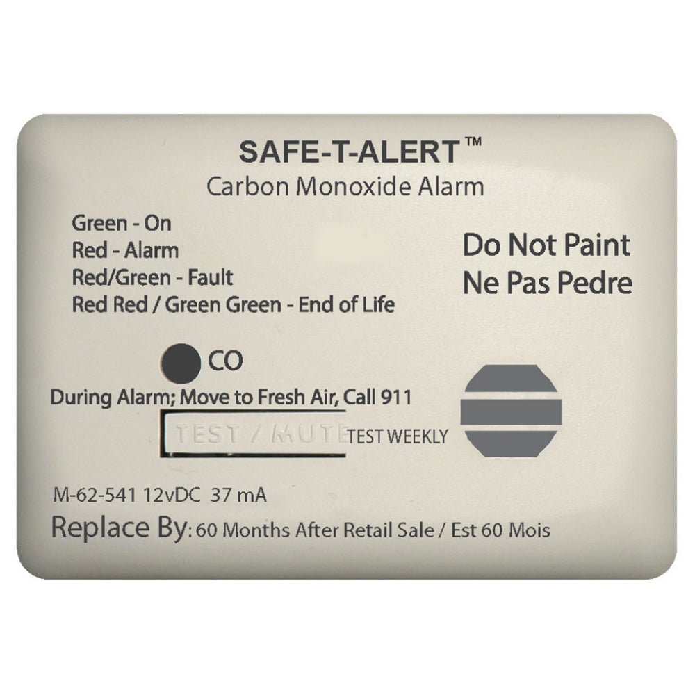 Safe - T - Alert 62 Series Carbon Monoxide Alarm with Relay - 12V - 62 - 541 - Marine - RLY - NC - Surface Mount - White - 62 - 541 - MARINE - RLY - NC - Anchor Express
