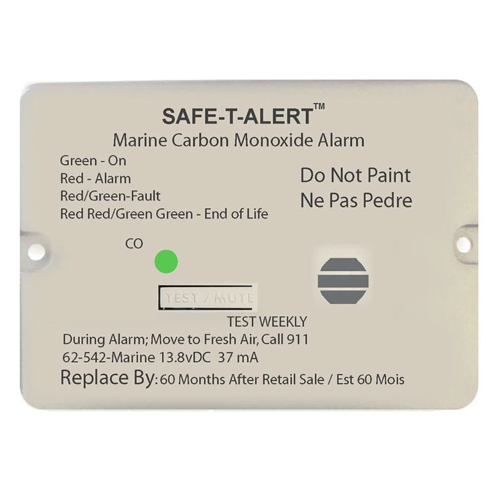 Safe - T - Alert 62 Series Carbon Monoxide Alarm with Relay - 12V - 62 - 542 - Marine - RLY - NC - Flush Mount - White - 62 - 542 - MARINE - RLY - NC - Anchor Express