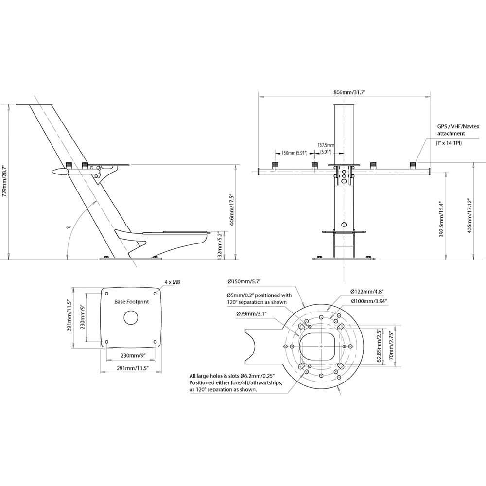 Scanstrut Tapered Radar Mast - PTM - R1 - 1 - Anchor Express