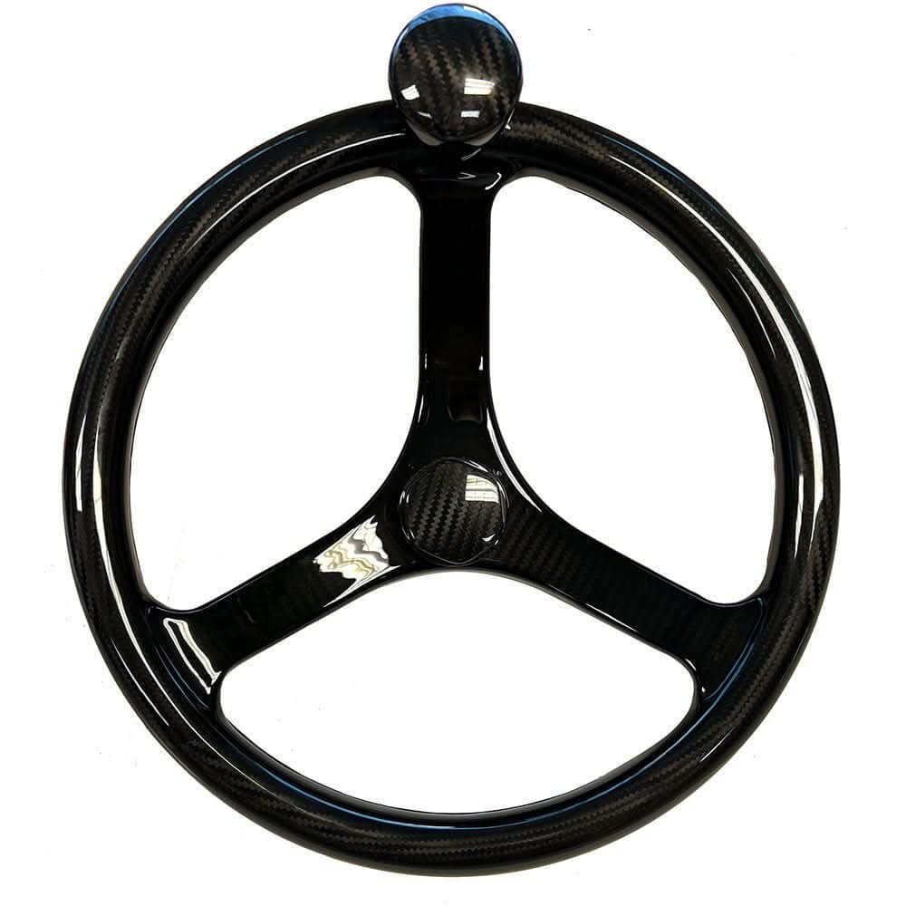 Schmitt Marine Carbon Fiber Primus Wheel w/Knob 13.5" w/Sanntoprene Finger Grip 3/4" Tapered Shaft w/CF Nut - 7461321FGK - CFN - Anchor Express