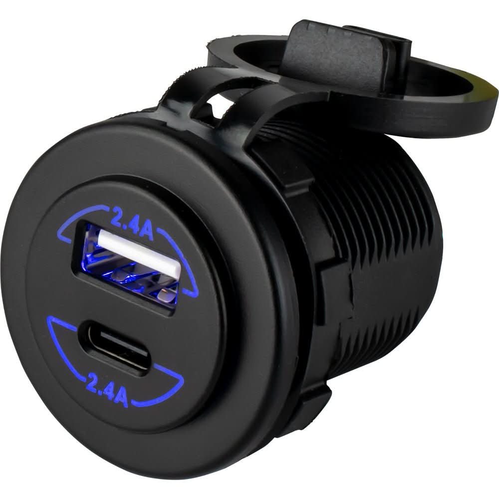 Sea - Dog Round Dual USB & USB - C Power Socket - 426516 - 1 - Anchor Express