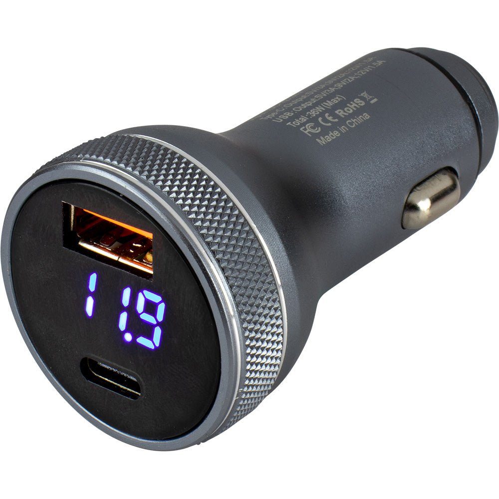 Sea - Dog Round USB & USB - C Power Plug w/Voltmeter - 426514 - 1 - Anchor Express