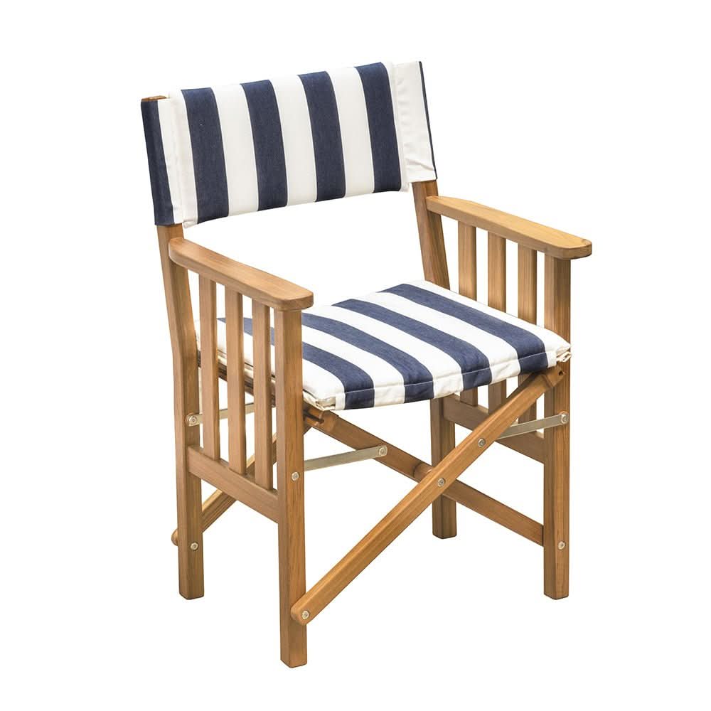 Whitecap Director's Chair II w/Navy & White Cushion - Teak61050 - 61050 - Anchor Express