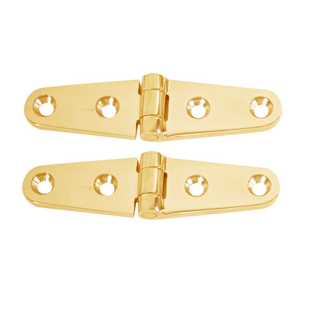 Whitecap Strap Hinge - Polished Brass - 4" x 1" - Pair - S - 604BC - Anchor Express