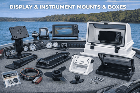 Marine display and instrument mounts and boxes for secure electronics protection