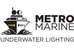 Metro Marine custom marine LED lighting system on a boat with RGB color-changing underwater and accent lights