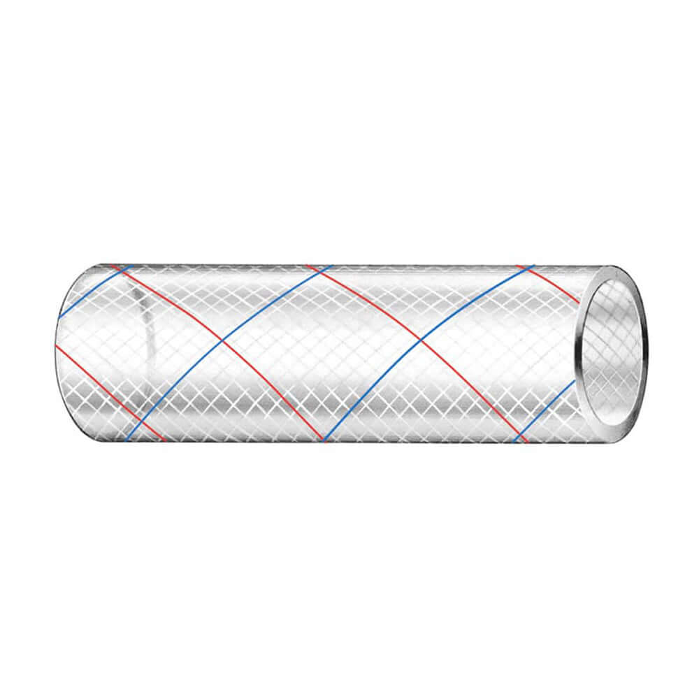 Trident Marine 1/2" x 50' Clear Reinforced PVC Hose Tubing Red & Blue Tracer - 162-0126