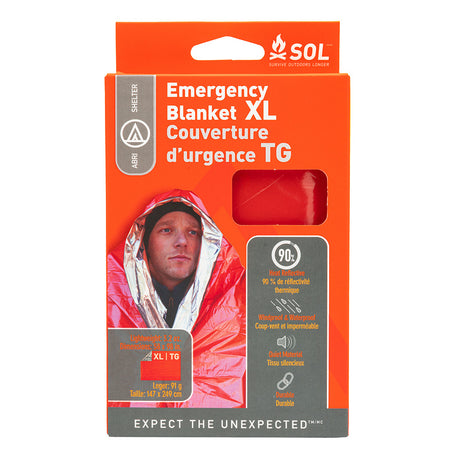 SOL Survive Outdoors Longer Emergency Blanket XL with Reflective and Durable Design