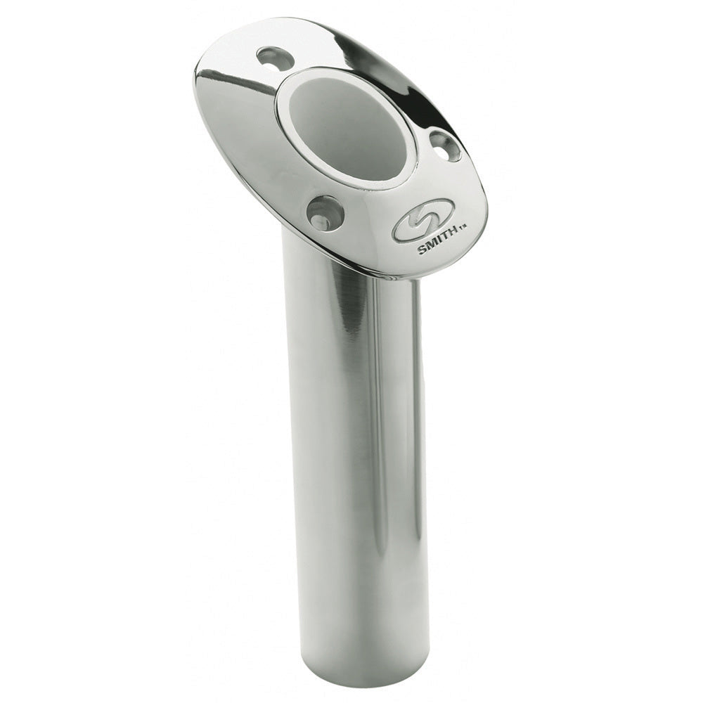 C.E. Smith Flush Mount Rod Holder - 30 Degree & 9" Depth - Stainless Steel - Cast Bottom - White Vinyl Liner - 53672CA