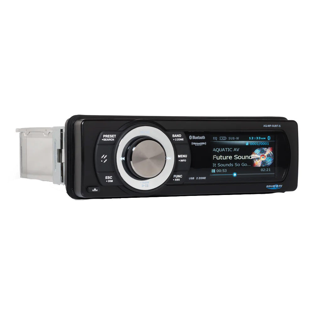Aquatic AV MP5+ Stereo (Adventure+ Series) Waterproof Marine Audio System with 3-Color LCD and Sirius XM Compatibility - MP521