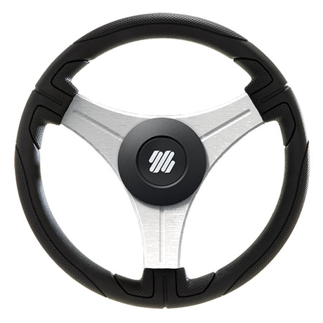Uflex Ustica 13" Steering Wheel - Black - Polyurethane w/Silver Spokes & X62 Hub - USTICA-B/S