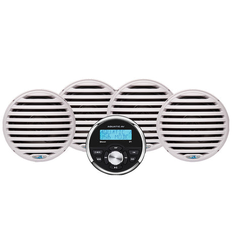 Aquatic AV EG200 Economy Gauge Stereo and 6.5-Inch Waterproof Marine Speakers Kit - White - EG200