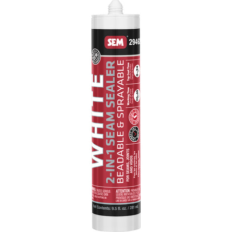 SEM 2-IN-1 Seam Sealer - 9.5oz Tube - White for Automotive and OEM Applications