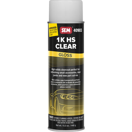 SEM 1K HS Clear Gloss Finish Aerosol Spray Can (20 oz) for Automotive Refinishing