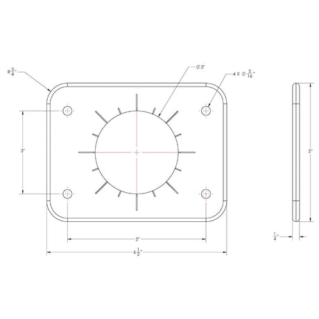 TACO Marine Grand Slam 300 Universal Backing Plate Pair for GS-300 & GS-390 Outrigger Mounts - BP-0300BSY-1