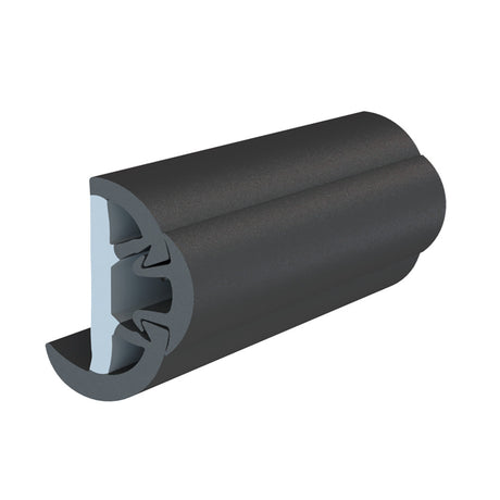 TACO Marine SuproFlex Rub Rail Kit with Flex Vinyl Overlay Insert - 2 inches High x 1-1/4 inches Wide x 60 feet Long - Black with Black Insert