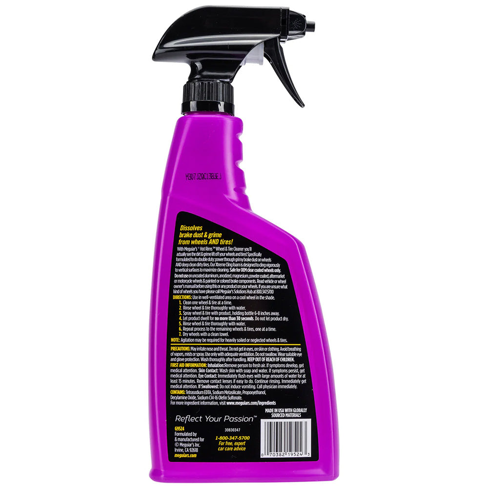 Meguiar's Hot Rims Wheel & Tire Cleaner - 24oz for Deep Cleaning of Factory-Coated Wheels and Tires