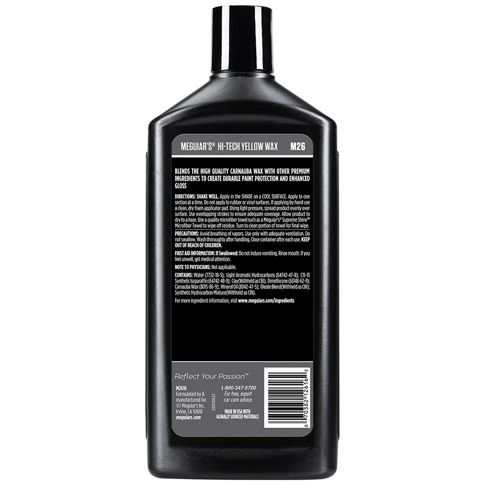 Meguiar's Hi-Tech Yellow Wax - 16oz Liquid Car Wax for Deep Shine and Durable Protection