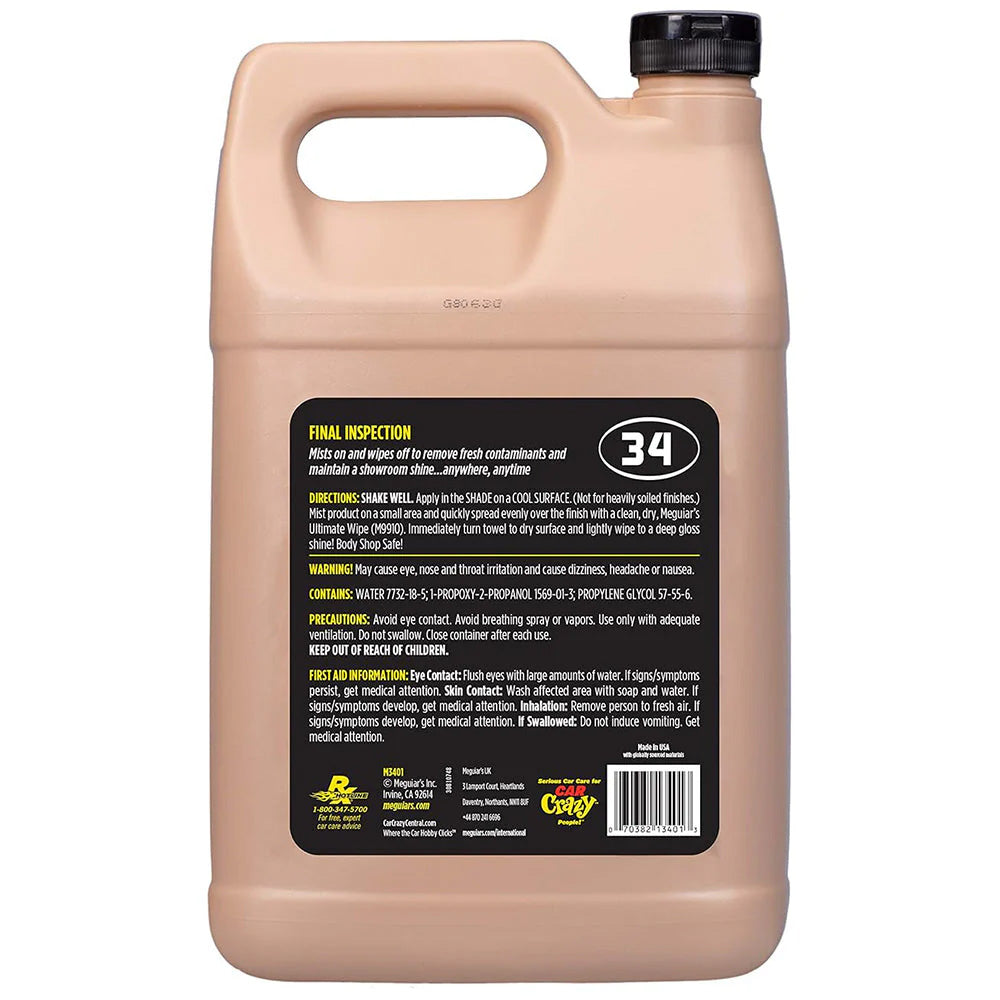 Meguiar's M34 Professional Final Inspection Wipe-Off Detailer - 1 Gallon