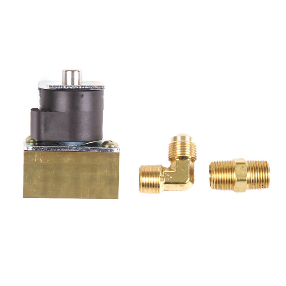 Trident Marine 12VDC Low-Pressure Brass Solenoid Shut-Off Valve 3/8" Female Ports & 2 Brass Connection Fittings - 1300-7706.2-KIT