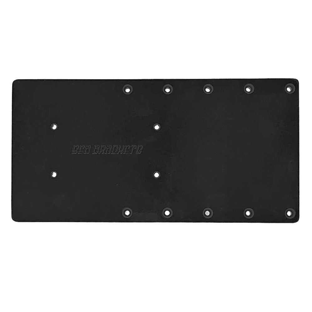Sea Brackets 16-Inch Straight Trolling Motor Plate for Garmin Kraken - Black - SEA2301-BLK