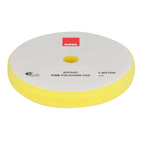 RUPES Rotary Fine Polishing Foam Pad 75/90mm - Yellow for Smooth Surface Finishing - 9.BR90M