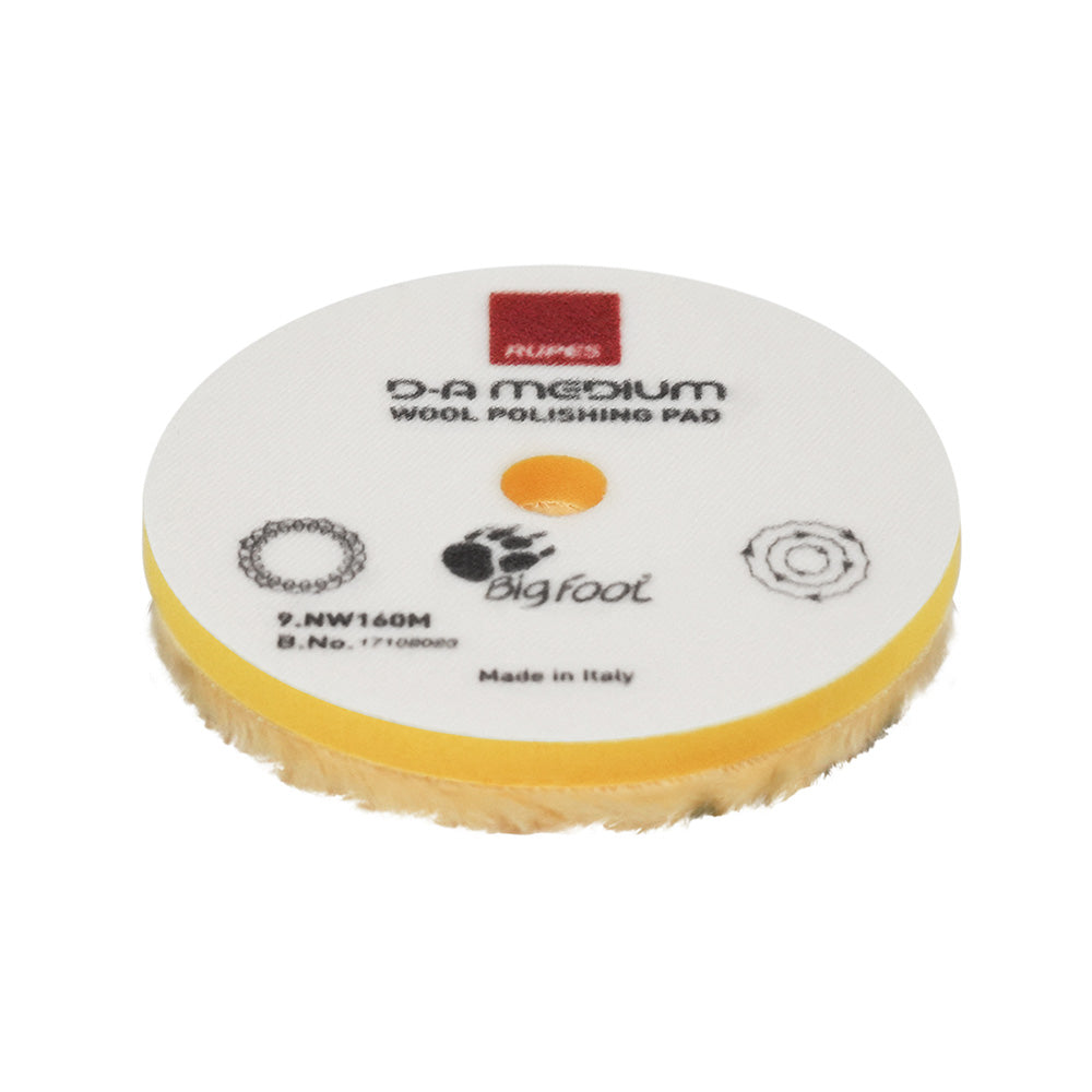 RUPES D-A Medium Wool Polishing Pad 80mm - Yellow for Moderate Defect Removal - 9.NW80M