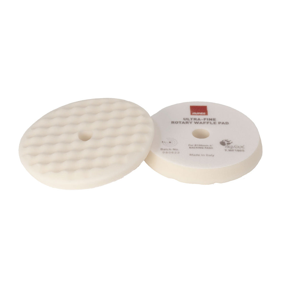 RUPES Velcro Waffle Ultra-Fine Polishing Foam Pad for Rotary Polishers 90mm - White - 9.WF90S