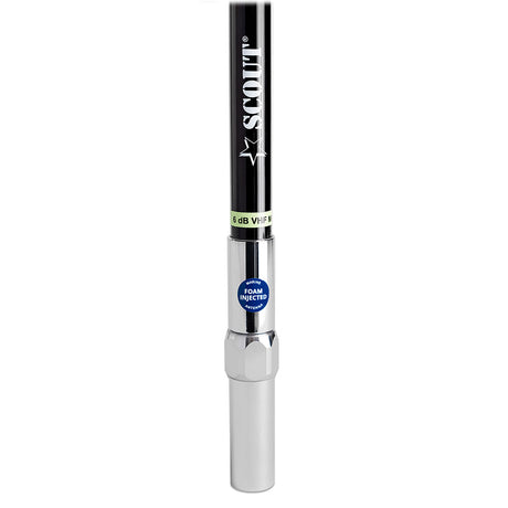 Scout 8' QuickFit Black VHF Antenna with 16.4 ft Cable and FME Quick 6 Foam Filled Brass & Copper Element - PF AN NVHF00042T