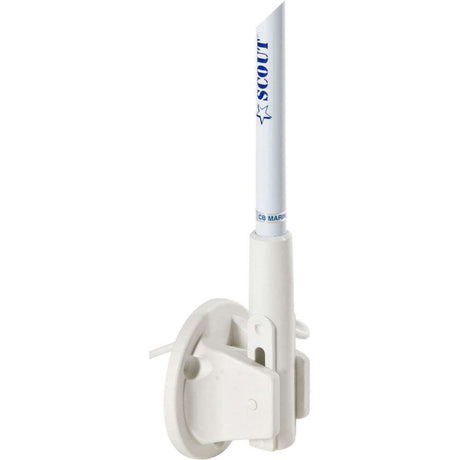 Scout 5' white VHF antenna with 3dB gain, lift and lay mount, and 5m RG-58 cable