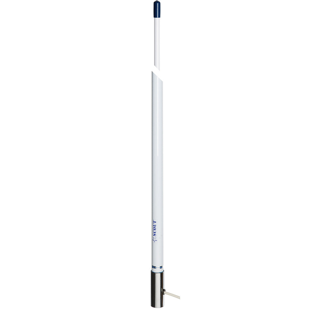 Scout 8' White VHF Marine Antenna with 6dB Gain, Stainless Steel Ferrule, 5M RG-58 Coax and PL-259 Connector - PF AN NVHF00007T