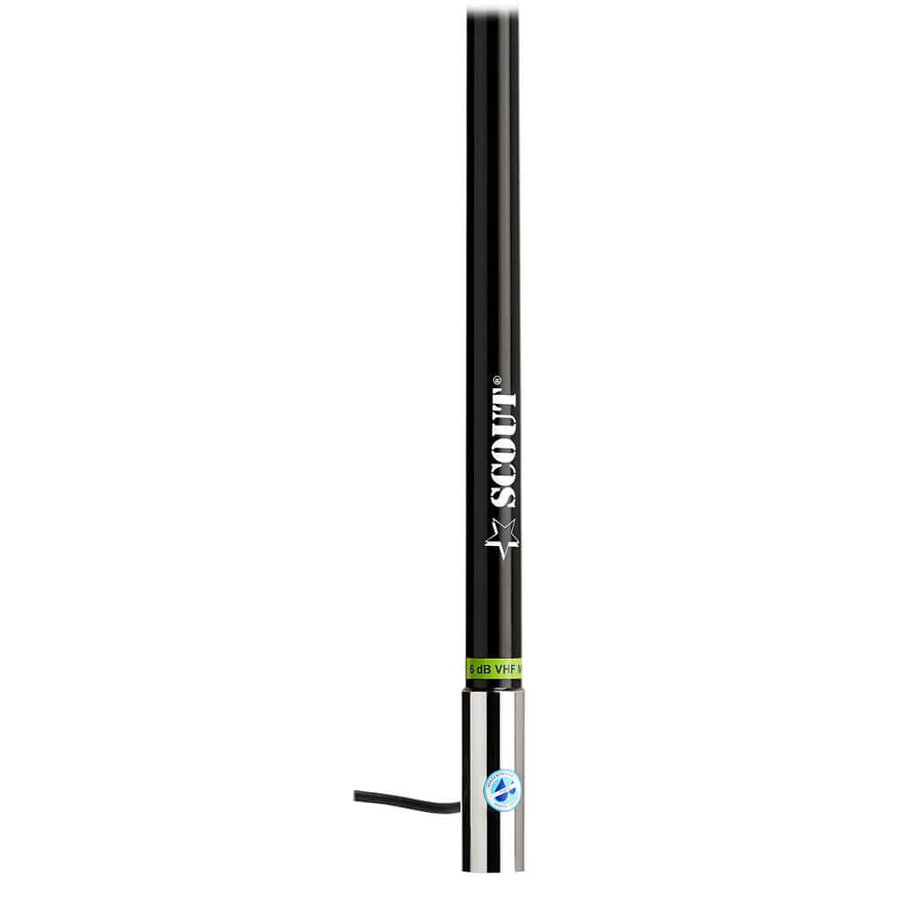 Scout 8' Black VHF Antenna 6dB Heavy Stainless Steel Ferrule w/6M RG-8x Includes PL-259 Heavy Duty Offshore Antenna KS-43 - PF AN NVHF00021T
