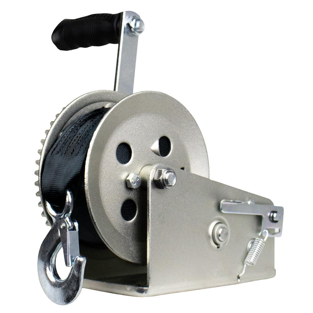 Powerwinch Utility Series 2,000 lb Two-Speed Winch with 8-Inch Crank Arm - Carbon Black - 21500-W-2000-8-B-R
