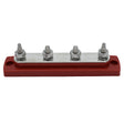 Bluewater Common Stud Busbar 4 Gang - Red for Marine and RV Electrical Systems - 312303-B-025