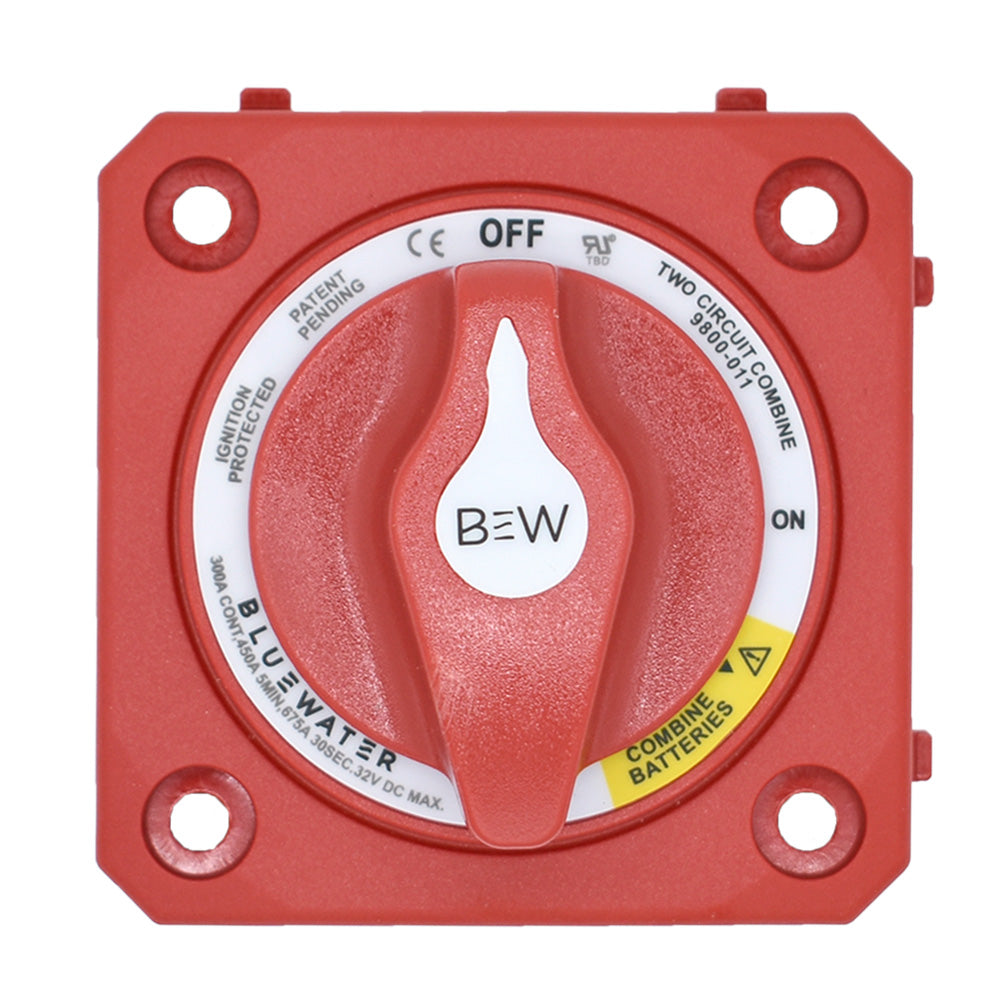 Bluewater Off/On Combine Battery Switch with Emergency Parallel - Panel Mount - Red - 9800-011-10