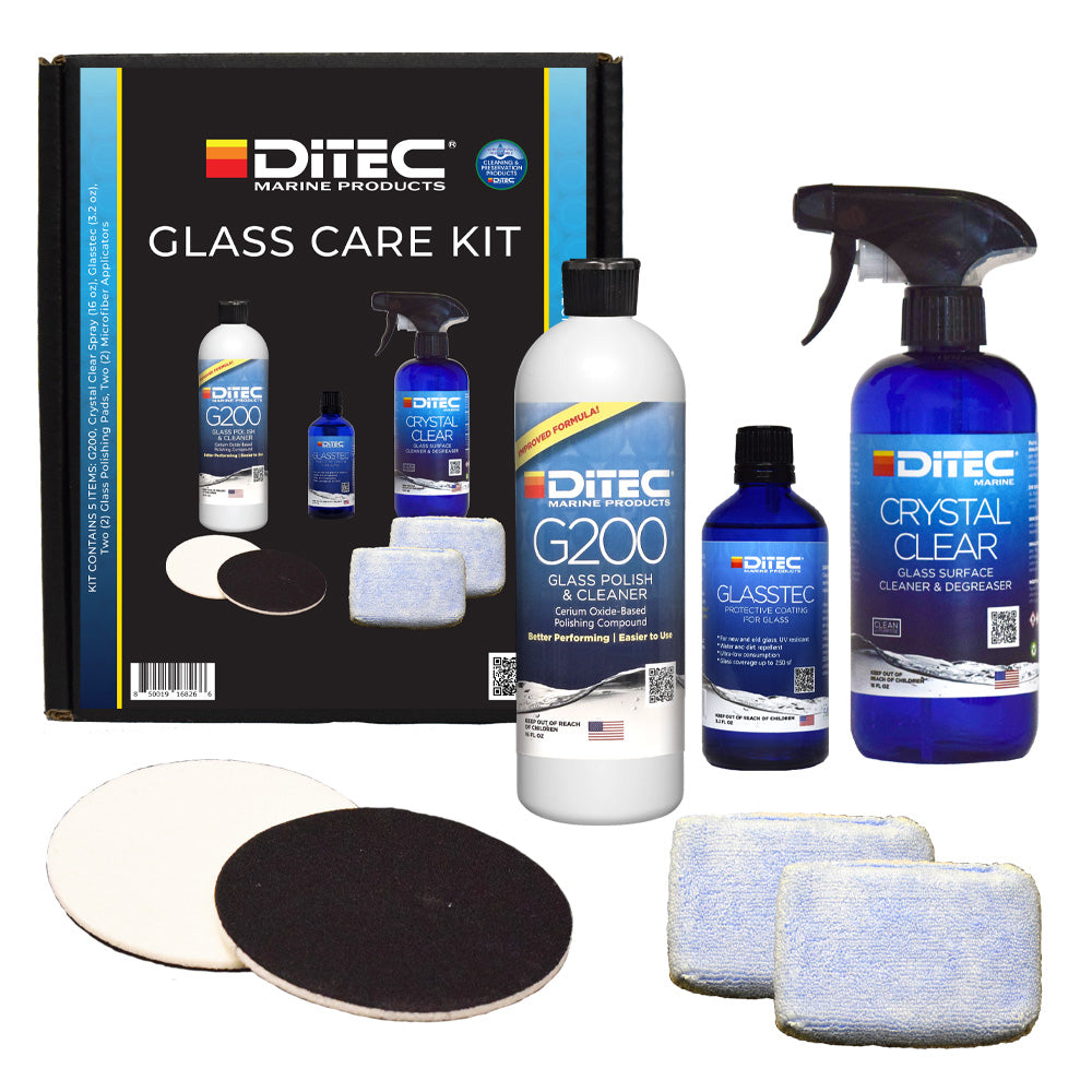DiTEC Marine Glass Care Kit - Complete Glass Cleaning and Protection Solution - 22-KITS-GLAS