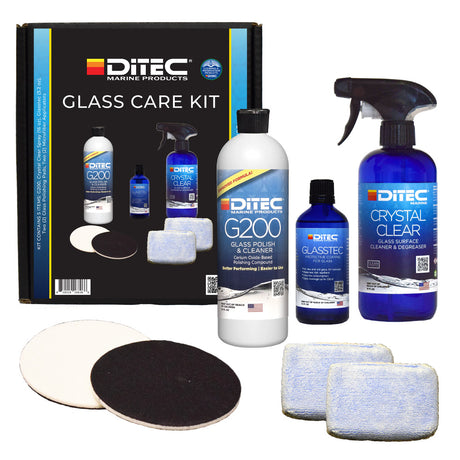 DiTEC Marine Glass Care Kit - Complete Glass Cleaning and Protection Solution - 22-KITS-GLAS