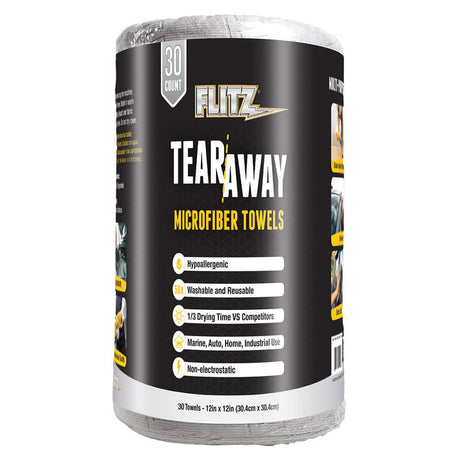 Flitz 12" x 12" Tear-Away Microfiber Towels - Grey *30-Pack - MC330R