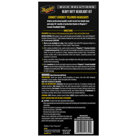 Meguiar's Quik Solutions Heavy Duty Headlight Kit - G55265