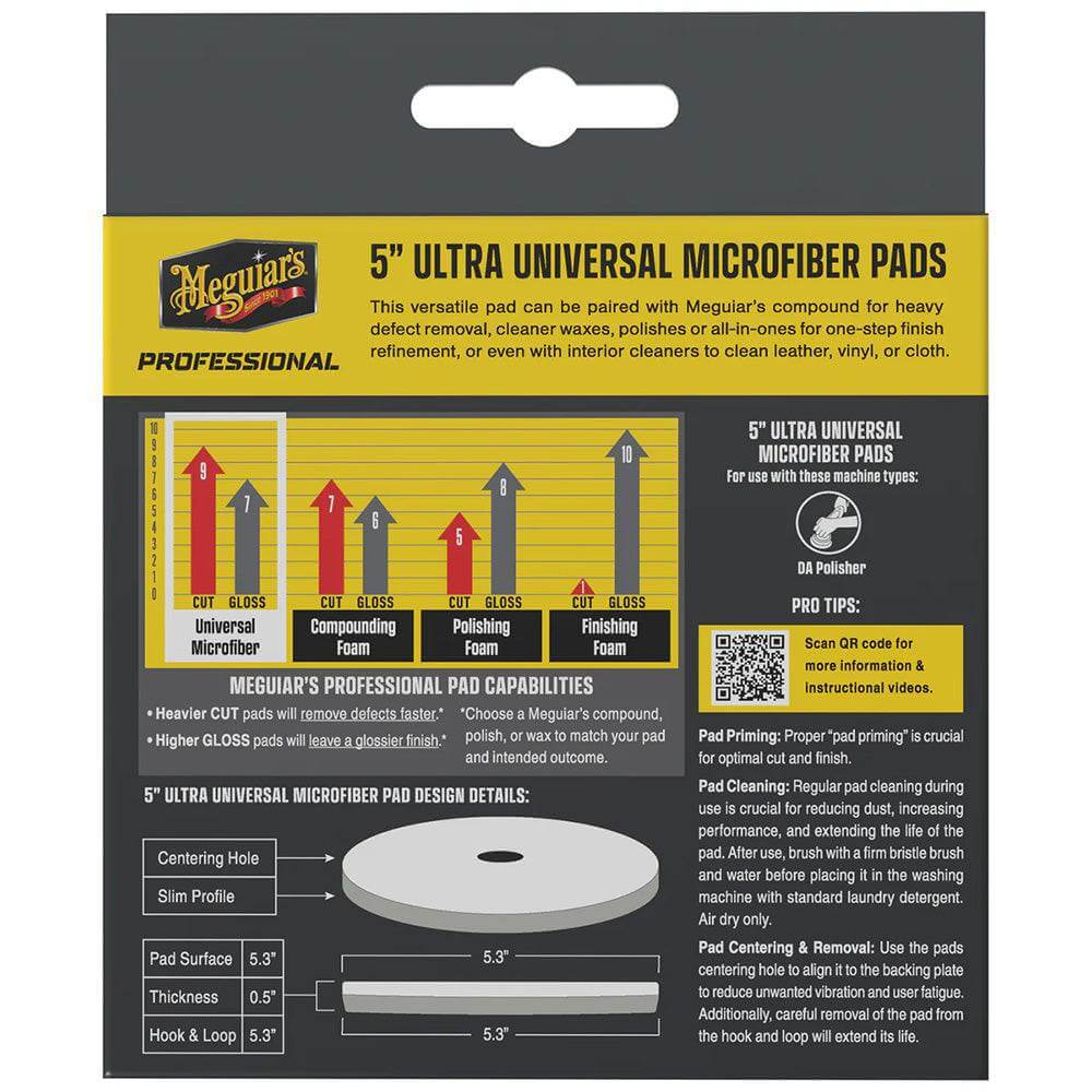 Meguiar's Professional 5-inch Ultra Universal Microfiber Pads 2-pack for paint correction and defect removal