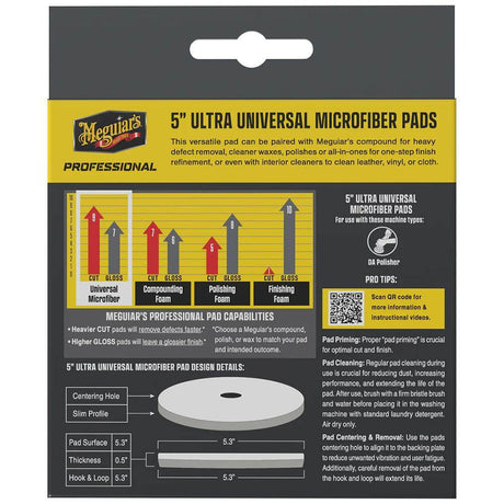 Meguiar's Professional 5-inch Ultra Universal Microfiber Pads 2-pack for paint correction and defect removal