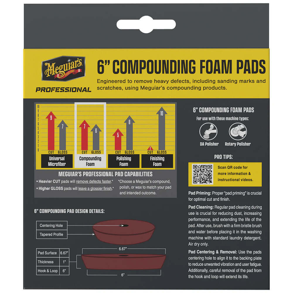 Meguiar's Professional 6" Compounding Foam Pads *2-Pack - M6CFP2