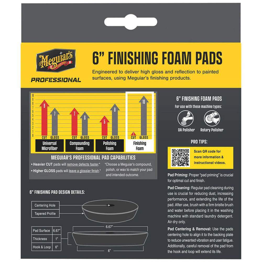 Meguiar's Professional 6-inch Foam Finishing Pads 2-pack for paint correction and detailing