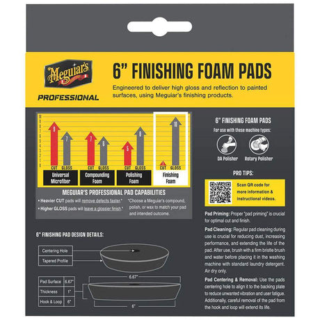 Meguiar's Professional 6-inch Foam Finishing Pads 2-pack for paint correction and detailing
