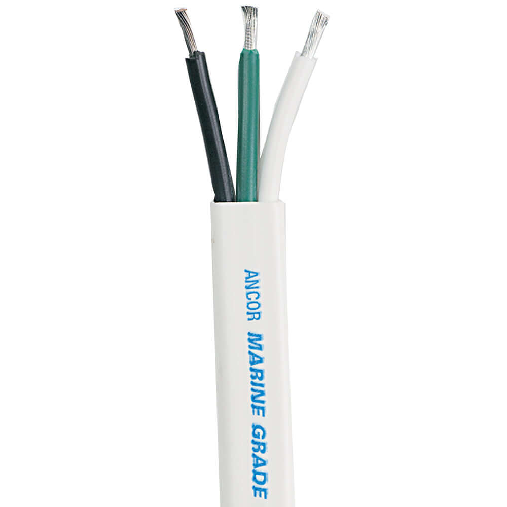 Ancor White Triplex Cable - 12/3 - White, Black, Green - Sold by the Foot - 1313-FT