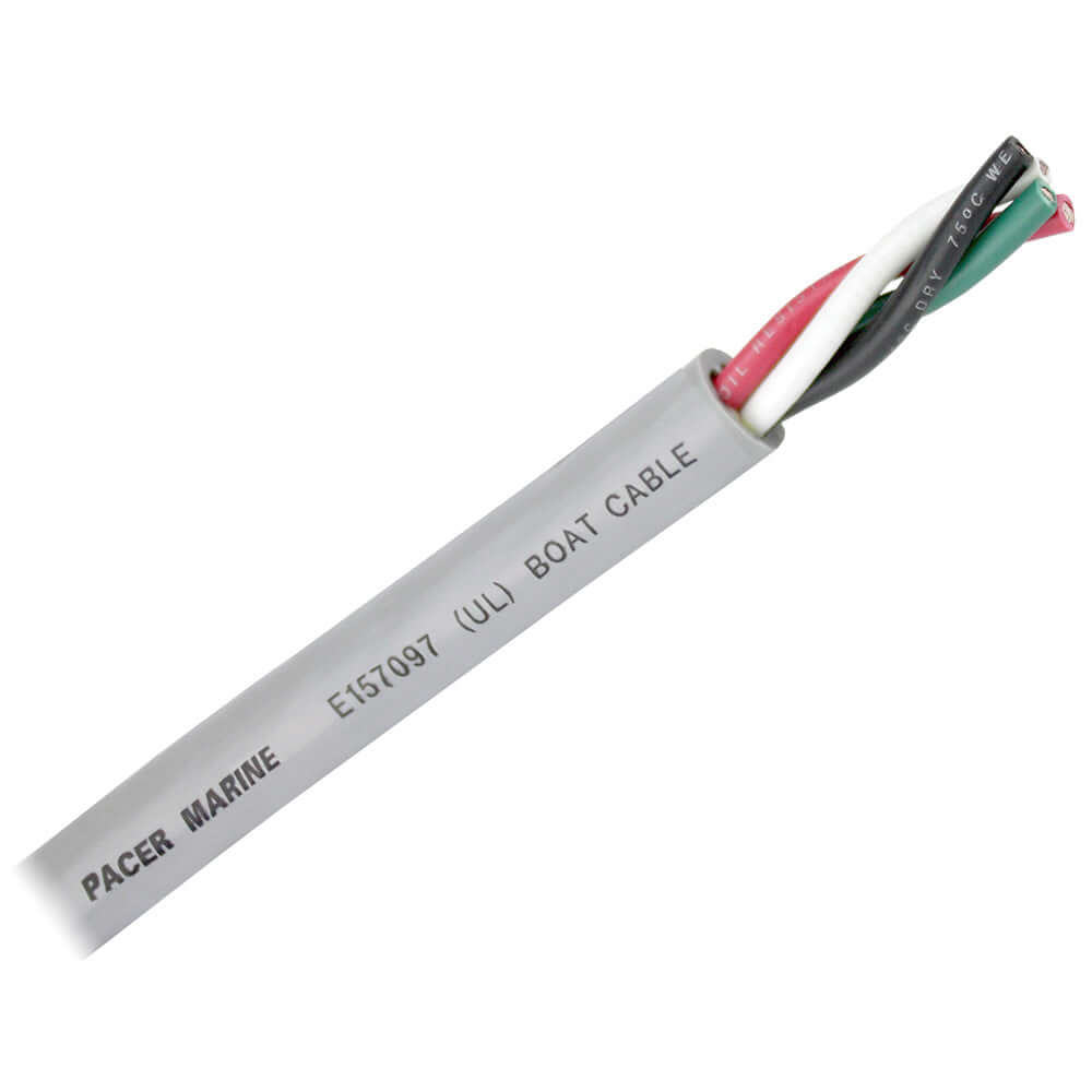 Pacer Round 4 Conductor Cable - 100'  Grey Jacket - 8/4 AWG - Black, Red, Green, & White - WR8/4G-100