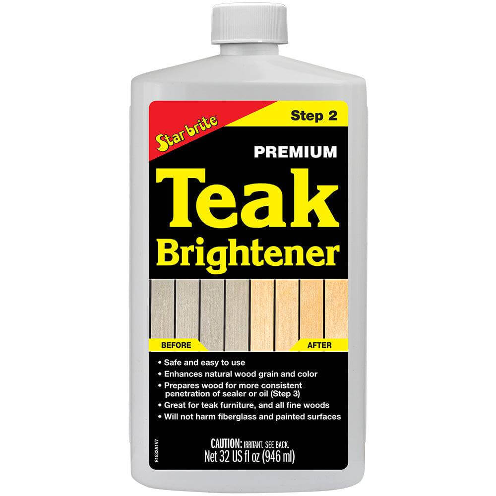 Star brite Premium Teak Brightener 32 oz bottle for restoring teak wood color
