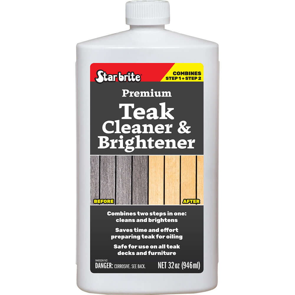 Star brite Premium Teak Cleaner & Brightener - Restore & Enhance Wood Grain - 32 oz - 94932