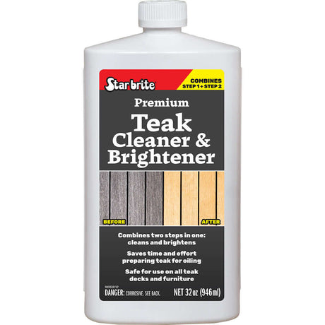 Star brite Premium Teak Cleaner & Brightener - Restore & Enhance Wood Grain - 32 oz - 94932